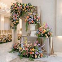 Composition florale artificielle colorée pour arche de mariage, chemin de table et décoration de toile de fond pour événements et fêtes