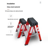 Tabouret pliant 3 marches isolé en fibre de verre EN131 150 kg Antidérapant Léger Non conducteur pour salle de tableau électrique