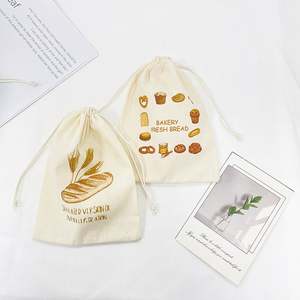 Sac de conservation du pain en coton biologique de qualité alimentaire personnalisé avec cordon de serrage, sac à pain en coton réutilisable - Product Image 1