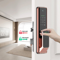 Serrure de porte intelligente en verre courbé ANG avec caméra, alimentation par piles AA, serrure de porte en bois intelligente compatible avec Tuya Wifi Remote