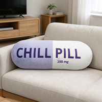 Peluche pilule médicinale en coton PP personnalisable, bicolore, avec motif imprimé, disponible en OEM/ODM