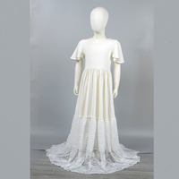 Robes longues en maille et dentelle sur mesure pour filles, robes assorties pour filles et leurs mères