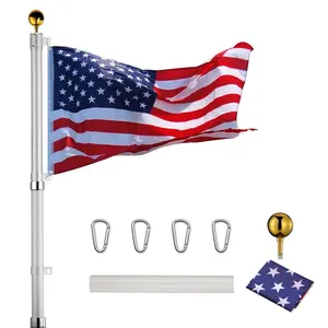 Heavy Duty 30 Ft Telescopic Aluminum Alloy Retractable Outdoor Inground Flagpole Fly Two Flags with Bracket