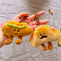 Porte-clés en peluche créatif Thème Thé de l'après-midi, Pendentif figurine mignonne Hamburger et Pain, Breloque de sac