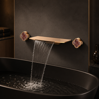 Robinet de baignoire de luxe personnalisé en laiton, mitigeur mural 3 trous pour bain et douche avec finition or rose brossé pour hôtels