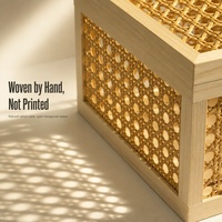 Handgefertigte Natürliche Rattan Holz-Aufbewahrungsbox mit Deckel, Geflochtene Weiden-Organizer-Box für Schreibtisch-Kleinigkeiten und Wohndekoration