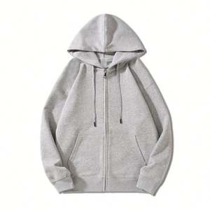 Sweat à capuche zippé pour homme, 100 % coton, molleton français, poids lourd, numérique, automne, écologique, respirant, sport, décontracté, tricoté - Product Image 2