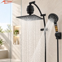 Système de douche de pluie filtrée 10 pouces haute pression avec pommeau de douche carré et douchette à main, ensemble de douche mural pour salle de bain
