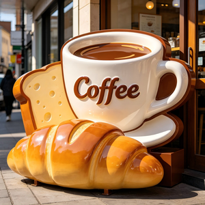 Grande sculpture en <span class=keywords><strong>résine</strong></span> et fibre de verre, écologique, peinte à l'aérographe, couleur personnalisée, pour enseignes de magasin, panneaux publicitaires extérieurs - Product Image 1