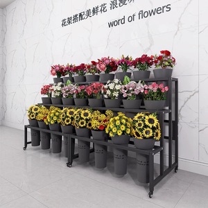 Étagère à fleurs décorative en acier à 4 niveaux détachable, chariot à fleurs réglable, support pour fleuriste, cadre extérieur, 16 seaux - Product Image 2