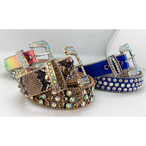 Custom Strass/Pietra di Diamante Belta DELL'UNITÀ di ELABORAZIONE Della Cinghia Modello di Pelle di Serpente <span class=keywords><strong>Cintura</strong></span> in Oro Blu Rosso Multi-Scelta di Colore per gli uomini e Le Donne - Product Image 3