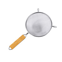 Écumoire en acier inoxydable avec manche en bois, double poignée et crochet unique ; Écumoire à fond profond pour usage domestique ; Passoire à nouilles et à sauce soja