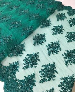 Light <strong>Green</strong> Heavyweight <strong>Corded</strong> Beaded Tulle Fabric with Embroidery for Girls' Baby &amp; Kids' Dresses-Eco-Friendly Shrink-Resistant - Product Image 4