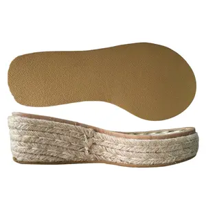 Suola in juta con zeppa da donna per sandali che produce soletta leggera in PU con design suola in iuta in vendita