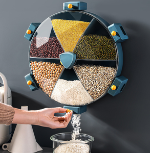 Conteneurs de stockage alimentaire muraux, ensemble de conteneurs <span class=keywords><strong>à</strong></span> céréales de type <span class=keywords><strong>moulin</strong></span> <span class=keywords><strong>à</strong></span> <span class=keywords><strong>vent</strong></span> rotatif, distributeur de riz avec couvercles - Product Image 3