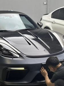 Cofano in Fibra di Carbonio Stile A-T per Porsche <span class=keywords><strong>Cayman</strong></span> 718 981 Boxster Copertura Motore in Fibra di Carbonio - Product Image 3