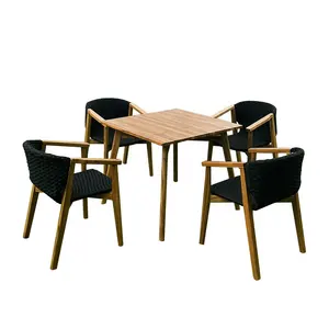 Conjunto de mobiliário de mão artesanato teak teak madeira jardim sala de jantar ao ar livre