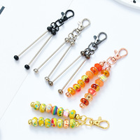 Porte-clés créatif DIY en métal perlé - Mousqueton double en fer - Pendentif décoratif pour sac - Vente en gros