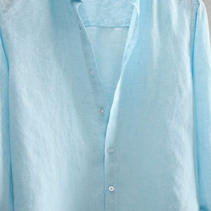 Camicie da <span class=keywords><strong>uomo</strong></span> in <span class=keywords><strong>lino</strong></span> stampato doppiopetto personalizzate, <span class=keywords><strong>100</strong></span>% <span class=keywords><strong>lino</strong></span> di alta qualità, stile vintage, ad asciugatura rapida, casual, con logo personalizzato - Product Image 4