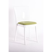 Chaise Lucienne en polycarbonate blanc avec dossier coussin en cuir écologique NUBUCK modèle 15C2007-1 pour le salon