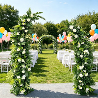 Arche en fer forgé avec fleurs artificielles pour mariage, accessoire extérieur romantique, durable, écologique, taille et couleur personnalisables, fournitures de fête