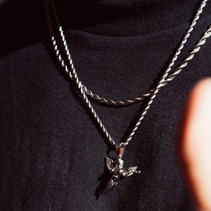 Hiphops Acero inoxidable <span class=keywords><strong>Angel</strong></span> Gun Jewelry 18K Chapado en oro Cuerda Cadena Mujeres Hombres 3D Revenge <span class=keywords><strong>Angel</strong></span> Colgante Collar - Product Image 6