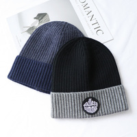 Gorro de diseñador con logotipo de Parche de goma, gorro de Cachemira, gorro de punto, gorros de lana 100% con logotipo personalizado
