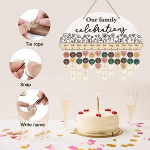 Calendrier des anniversaires pour nos célébrations familiales, <span class=keywords><strong>Plaque</strong></span> murale vintage en bois pour rappeler les anniversaires de la famille - Product Image 2