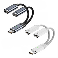 Câble audio de charge rapide Type-C mâle vers femelle 1-vers-2, adaptateur casque 2-en-1 pour téléphones et ordinateurs