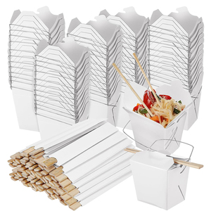 16Oz 26Oz 32Oz Dùng Một Lần Kraft Giấy Trắng Bao Bì Thực Phẩm Takeout Container Gạo Mì Ống Trung Quốc Mì Hộp Giấy Với Xử Lý - Product Image 1