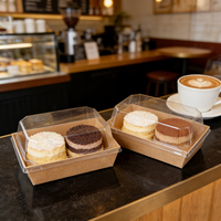 Boîte à pâtisserie personnalisée, boîtes à pain et à gâteaux, boîtes à sandwichs et charcuterie en papier kraft avec couvercle transparent, emballage pour beignets