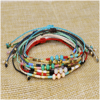 Bracelet d'amitié tendance tissé à la main en perles Miyuki DS Crystal, ajustable, avec breloque, idéal comme cadeau - Grande Vente