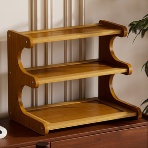 Étagère de rangement multicouche à 3 étages, organisateur de bureau pour cuisine, bureau, comptoir de maison, porte-tasses à thé, matériau MDF - Product Image 2