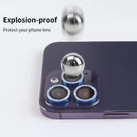 Lentille de caméra en diamant à paillettes en métal pour iPhone 15 14 13 12 11 Anneau Protecteur d'écran d'objectif de caméra pour iPhone16 Bling Protecteur d'objectif