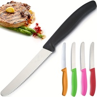 Ensemble de couteaux de cuisine en acier inoxydable vibrant de qualité supérieure 6 pièces avec poignée en plastique PP outils de coupe de pain et de tomate dentelés durables