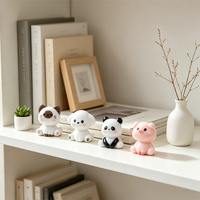 Lot de figurines miniatures en résine mignonnes (chat, chien, panda, cochon) pour micro-paysages et décoration de bureau