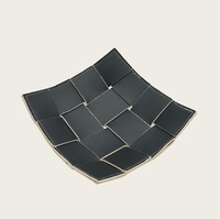 Accessoires de papeterie de bureau, Organisateur de rangement polyvalent pour table d'entrée et table de chevet, Plateau de bureau de luxe en cuir PU tressé