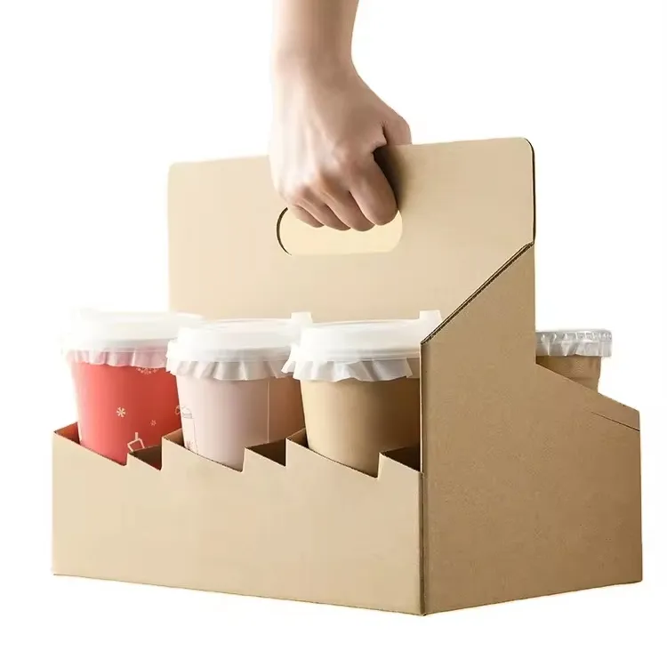 Ручной держатель для стаканчиков из крафт-бумаги для кофе, чая и молока, практичная коробка для цветов и Подарочная коробка на вынос