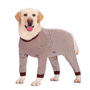 Gestreifter Baumwoll-Hundepyjama, Sommer, dünn, atmungsaktiv, 4-Bein-Haustier-Hoodie, <span class=keywords><strong>Anti</strong></span>-Haarausfall, Kleintier-Loungewear - Product Image 3