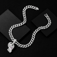 Bijoux tendance glacés à la mode Alliage plaqué or Bling Cristal Émoticône Mignon Pendentif Collier