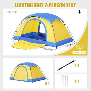 Tente OEM avec poteaux en alliage d'aluminium 7001 et fermetures éclair YKK - Tente dôme imperméable à double paroi avec bâche de protection pour la <span class=keywords><strong>randonnée</strong></span> en plein air - Product Image 3