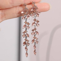 Ruban feuille d'érable gland longues boucles d'oreilles pour les femmes brillant strass mariage boucles d'oreilles fête bijoux cadeaux