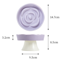 Gamelle surélevée pour chat et chien en céramique, motif fleur, 14,7 cm, avec support, pour alimentation lente