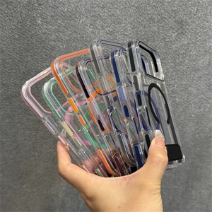 Funda Magnética Transparente de Acrílico de Alta Gama para iPhone 17/16 Pro Max, Color Naranja Vibrante, con Soporte, Nueva Tendencia 15 14 - Product Image 2