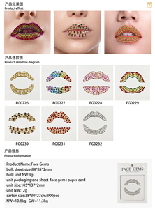 Stiker Permata Wajah Berperekat Gaya <span class=keywords><strong>Punk</strong></span>, Stiker Permata Bibir Kristal Bulat Bentuk Air Mata, Stiker Permata Sementara untuk Festival Rave - Product Image 2
