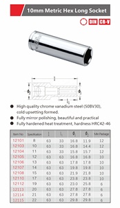 <span class=keywords><strong>Douille</strong></span> à cliquet de haute qualité 1/2 pouce, <span class=keywords><strong>douille</strong></span> hexagonale métrique CR-V 10 mm, <span class=keywords><strong>douille</strong></span> <span class=keywords><strong>longue</strong></span> pour véhicule, <span class=keywords><strong>douille</strong></span> à <span class=keywords><strong>choc</strong></span> - Product Image 2