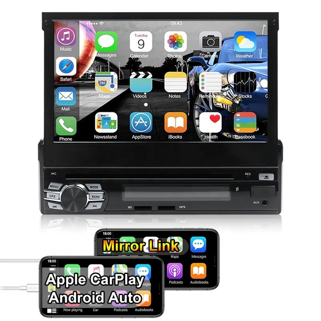 1din Car Digital Media Radio Retractable 7" Touch Screen Display Autoradio Stereo Mp5 Video Car Multimedia Dvd Player