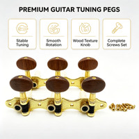 HIVE High-end Gold Zinc Alloy 3R3L Oval Brown Knob Classic Guitar Replacement Parts 1:18 6 String Classical Guitar Tuning Pegs
