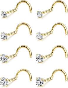 कारखाने थोक टाइटेनियम मोइससानाइट पत्थर नाक स्टड के आकार के फैशन शरीर के गहने की नाक स्टड महिलाओं के लिए - Product Image 4