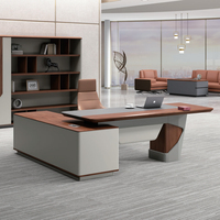 Bureau de direction de haute qualité en bois moderne en forme de L, mobilier de bureau commercial pour PDG, patron